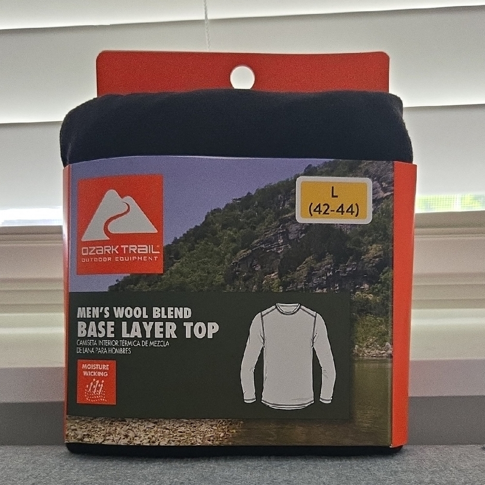 Ozark Trail Men's Black Wool Blend Base Layer Top